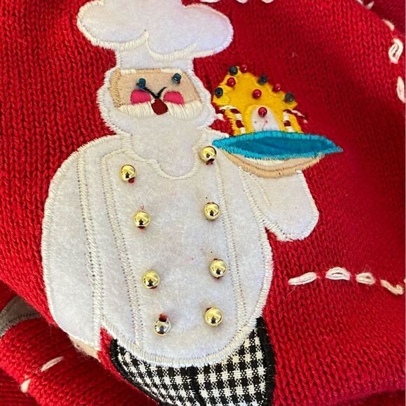 Victoria Jones Vintage Embroidered Embellished Santa Xmas Cardigan Sweater Sz 2X - Picture 12 of 16